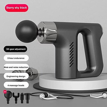 Massage Gun Fascial KH-740 Deep Tissue, Back Massagers for Muscle Pain Relief, 5 Speeds Powerful Percussion Massage Machine with 4 Heads for Shoulder Body Back Relaxation